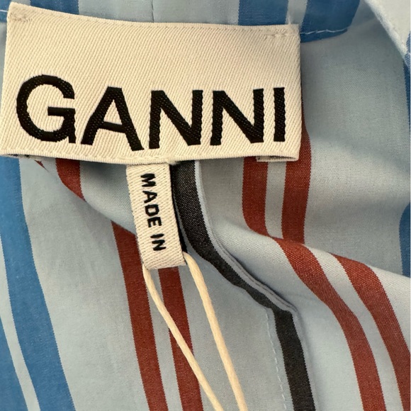 Ganni Striped Cotton Open-Back Blouse - EU 42/US 10 - Picture 5 of 8